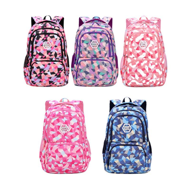 Модный рюкзак с геометрическим принтом для учеников начальной школы, легкий нейлоновый школьный рюкзак для девочек-подростков, портативный рюкзак для ноутбука