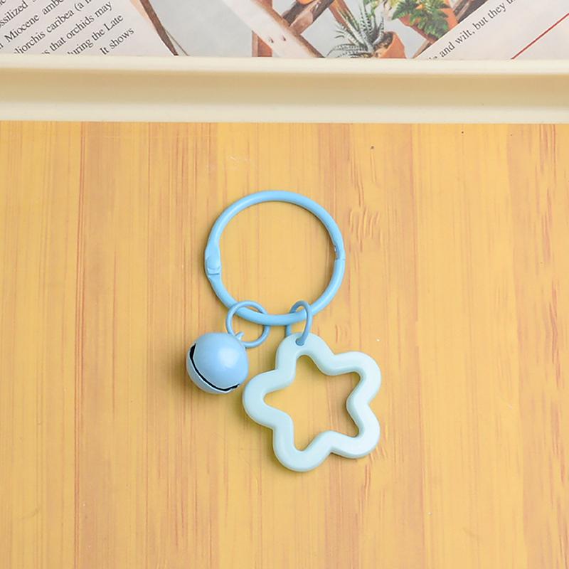 Colorful Flower Keychain With Bell Creative Metal Keyrings Flower Bells Pendant Keychain Bag Accessories Key Ring