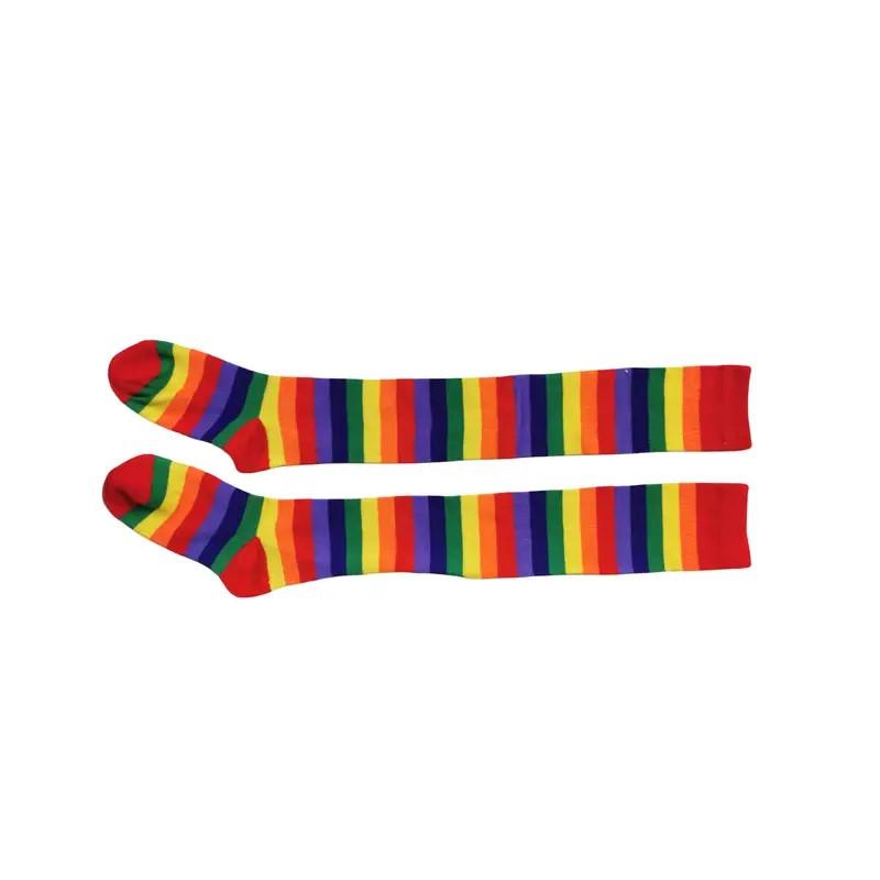 Цветные полосатые чулки японские гольфы модные женские теплые носки сексуальные тонкие длинные носки цветные полосатые чулочно-носочные изделия