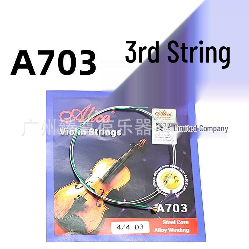 Комплект струн для скрипки Alice A703 - Включает 1-ю, 2-ю, 3-ю и 4-ю струны и аксессуары