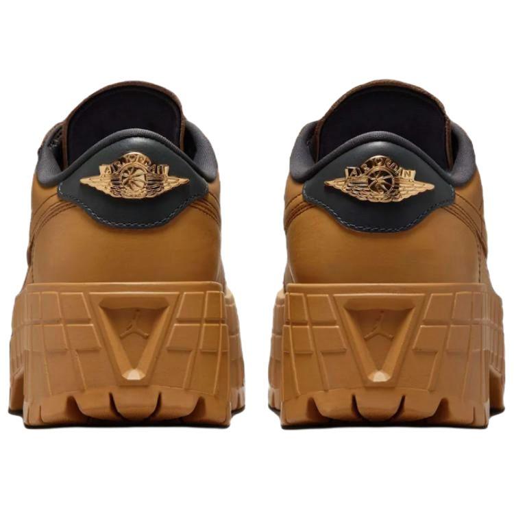 Air Jordan 1 Low Brooklyn Wheat Women Sneakers Brown Team-Red Metallic-Gold HF3184-700