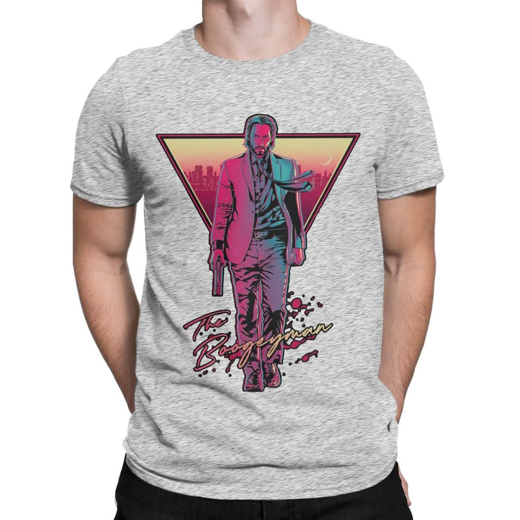 Мужские футболки Бугимен Джон Уик Уникальная футболка из чистого хлопка Футболки с коротким рукавом Круглый вырез Одежда Большие размеры