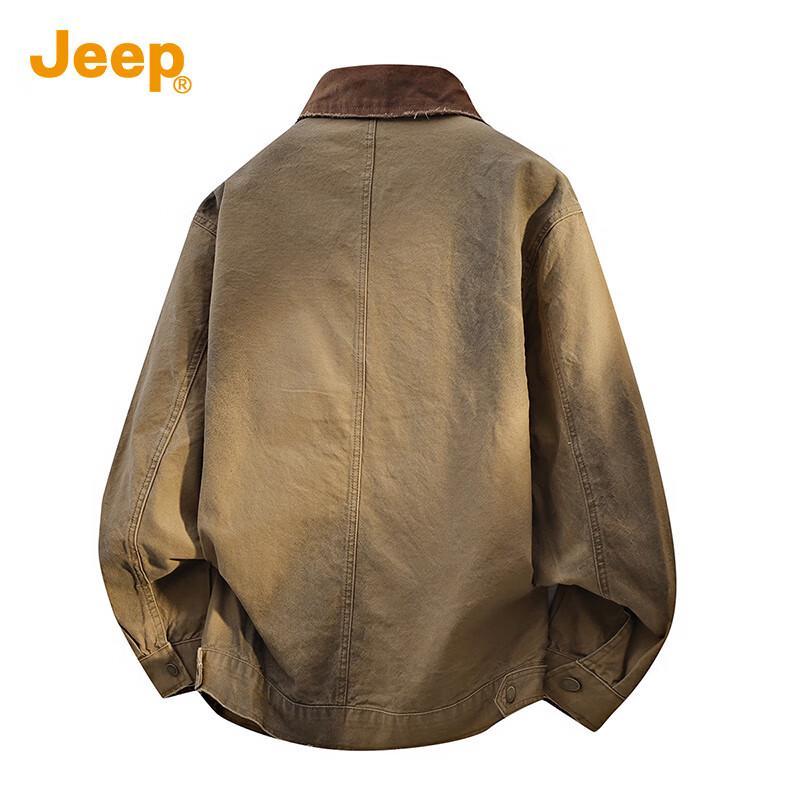 Jeep Мужская хлопковая куртка ретро с цветными блоками и лацканами