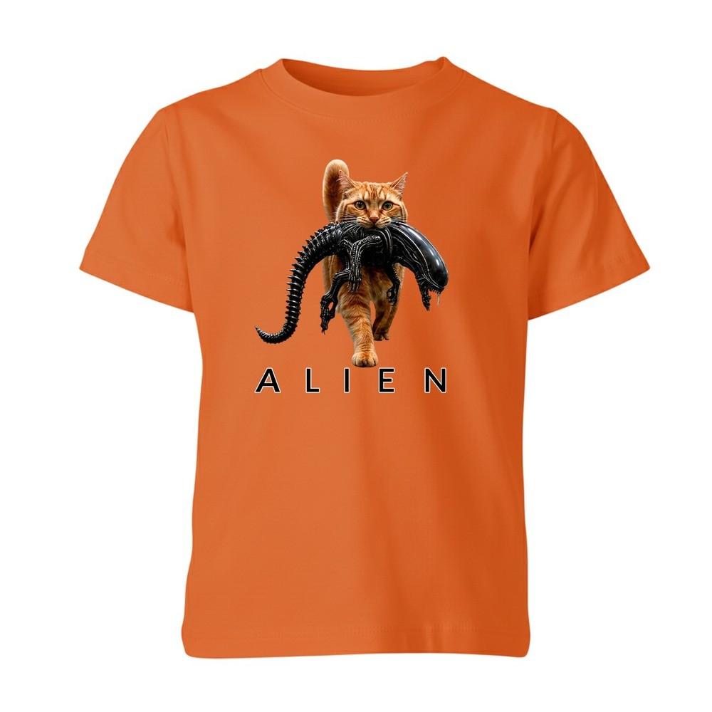 Alien Funny Sci Fi Horror Movie Cat Lover Unisex Kids T Shirt Boys Girls
