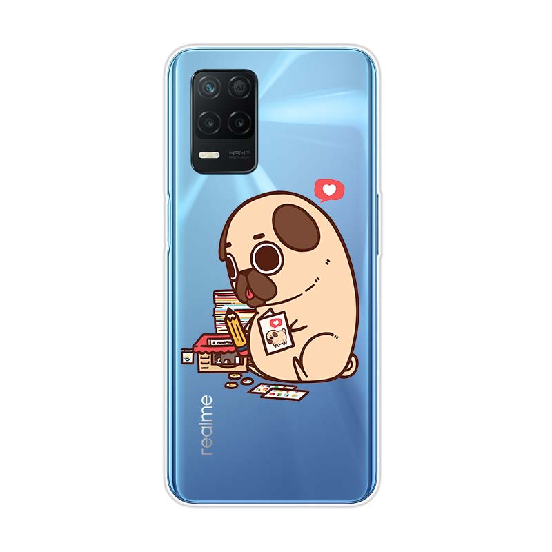 Cartoon Cute Pug Dog For Realme 8 8i V3 V5 GT Neo Flash Edition Explorer Master Neo2 Narzo 30 50i 50A C21Y Phone Case
