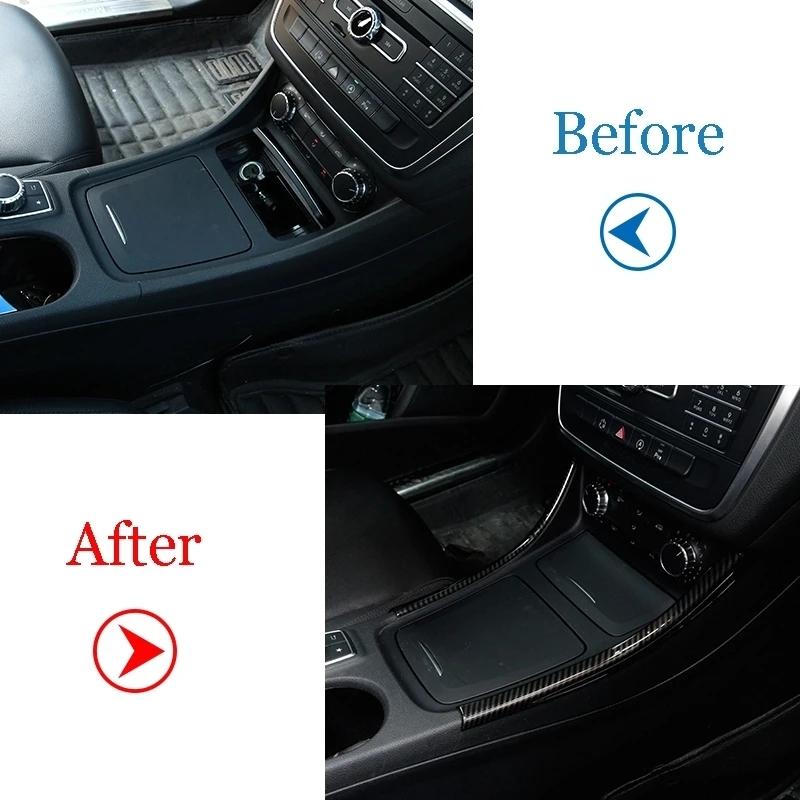 2 шт., хромированная накладка на панель центральной консоли из углеродного волокна, украшение для Mercedes Benz A/GLA/CLA Class 200 220 260 W176