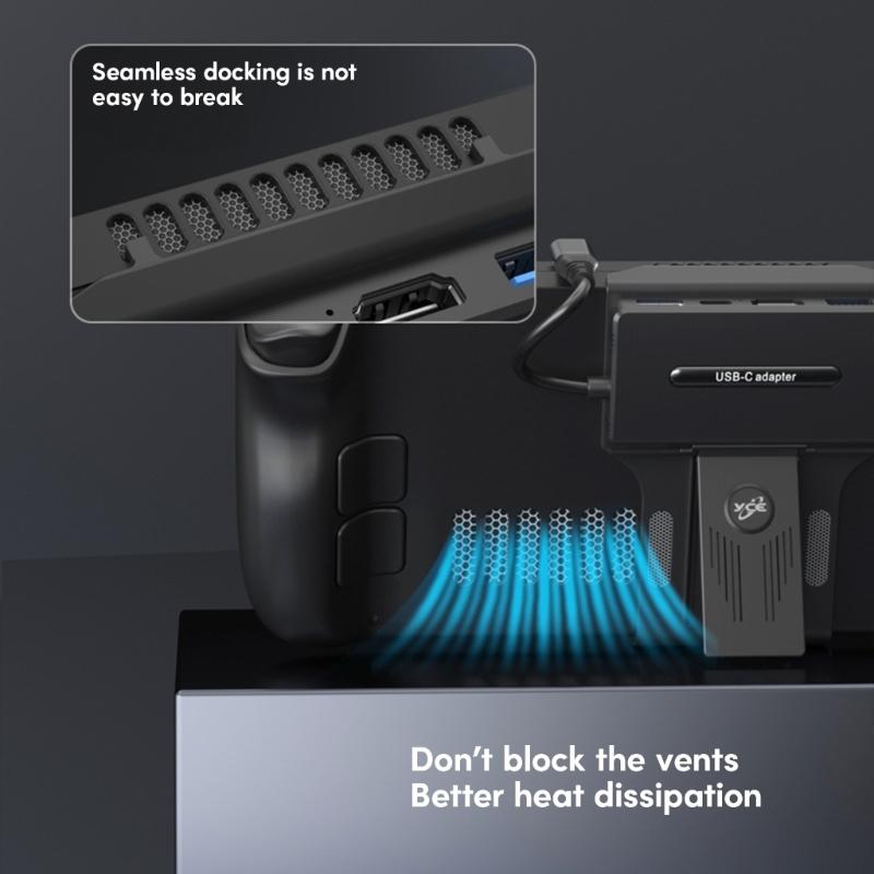 Портативный держатель док-станции 5 в 1, док-станция USB C, концентратор с 4K@60 Гц HDMI, совместимый с 100 Вт портами PD, совместимый со SteamDeck