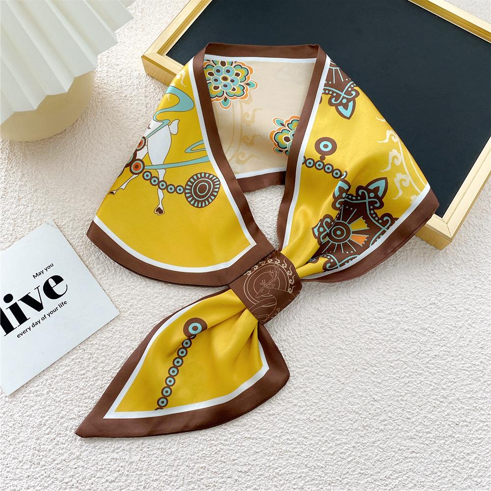 New Style Cross Shaped Small Scarf For Women In Spring Autumn Summer Fashionable Temperament Tied Bag Headband Decorative Scarf