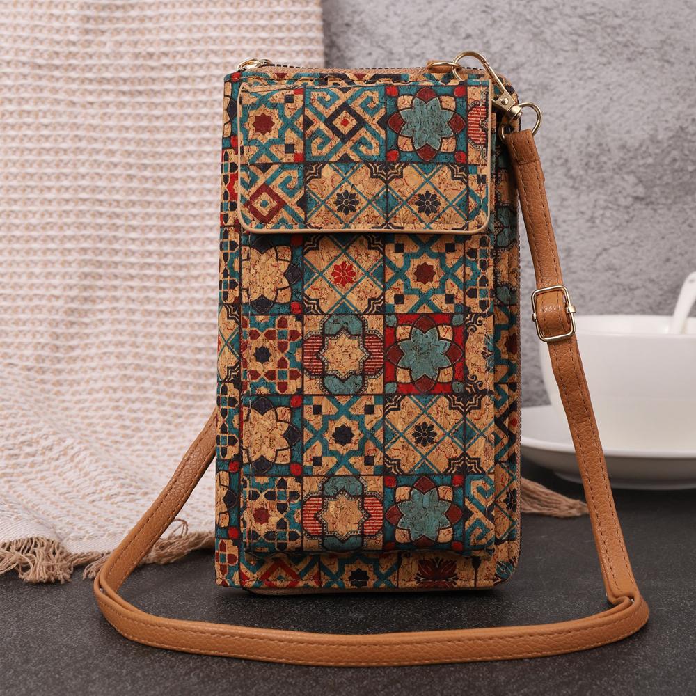 Retro Bohemian Style Wallet Flap Crossbody Bags Women Mini PU Leather Shoulder Purses and Handbags for Girls Ladies Phone Flower Designer Bag