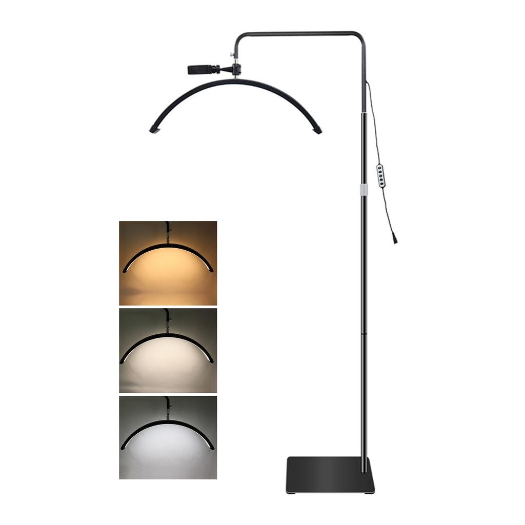 HD M6X Pro 36W Half Moon Light Floor Lamp Fill Light 3200K 5600K Dimmable with 180cm 70.9in Metal Light Stand Phone