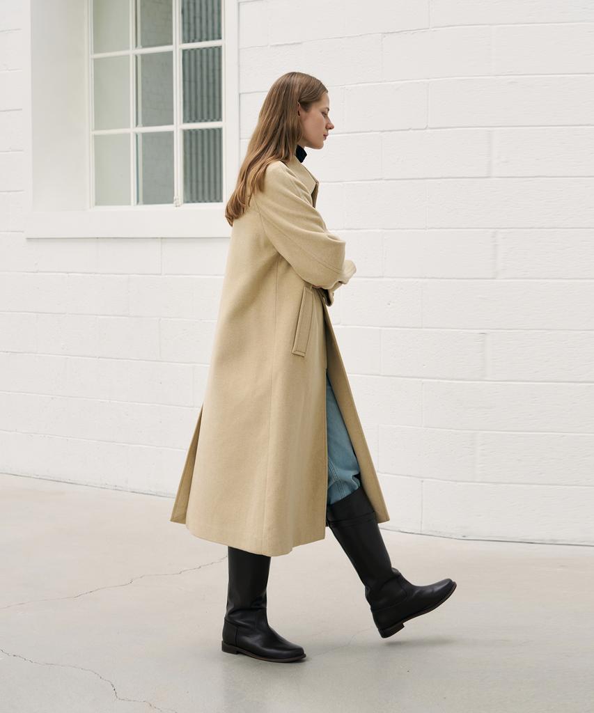Drawfit Women Soft Cashmere Single Balmacaan Coat [Butter]