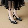 Fashion Dress Shoes for Women Summer Brand Women's Slingback Sandals Fashion Pointed Toe Slip On Ladies Pumps Wedding Shoes Bride