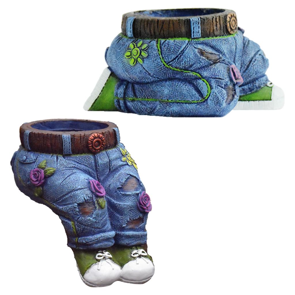 Small Jeans Sculpture Cute Denim Pants Planter Home Garden Table Decoration