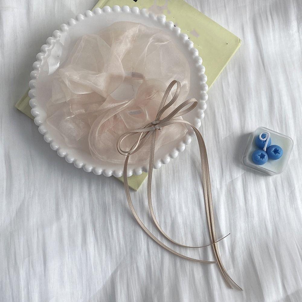 Длинные резинки для волос с бантом и оборками, моющиеся резинки для волос, вечерние круги из органзы для волос для девочек