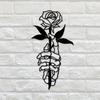 1pc Metal Deer Skull Hands Holding Flowers Art Wall Decor Skull Hands Metal Wall Decor Metal Skull Hands Holding Flowers Sign