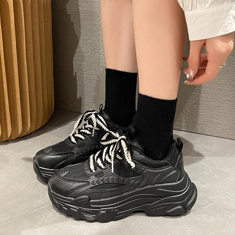 Thick-soled Heightening Dad Shoes Women's Ins Tide Spring 2025 New Fashion Versatile High-end Casual Sports Shoes