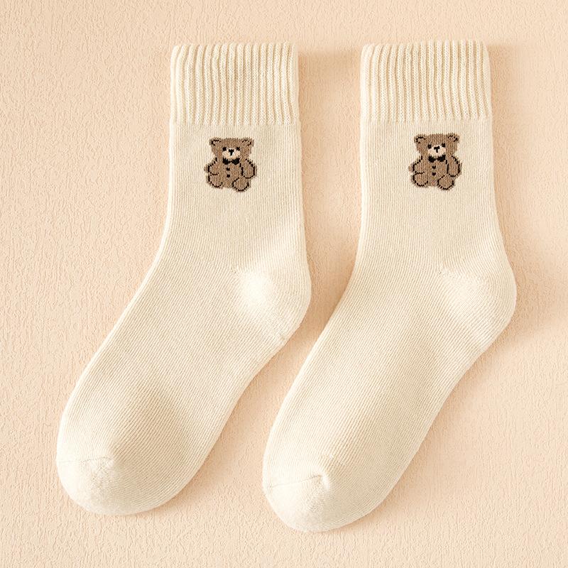 Носки Kawai Bear женские осенне-зимние утолщенные теплые японские женские носки-полуботинки из хлопка в стиле милых девушек