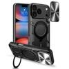 Чехол для iPhone 17 Pro Max из ТПУ + ПК с подставкой, сдвижное окно для камеры