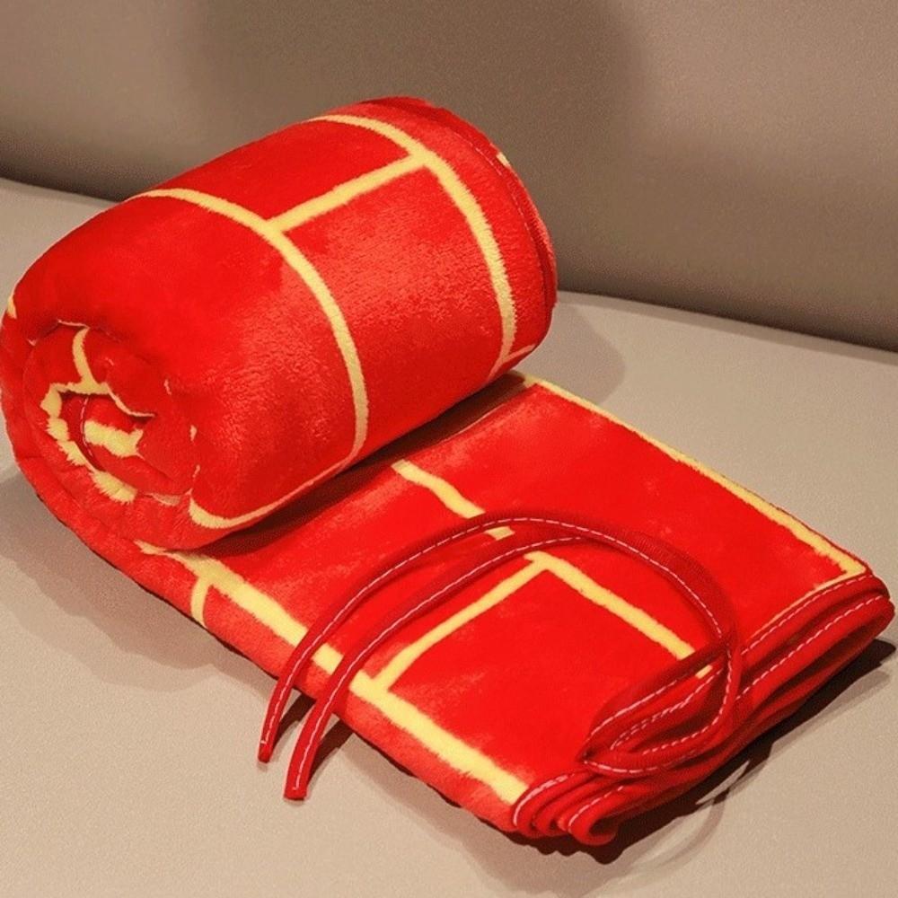Portable Blanket Fun Pattern Tai Chi Nap Blanket Coral Fleece Warm Shawl Blanket Folding Cozy Air Conditioning Blanket Travel