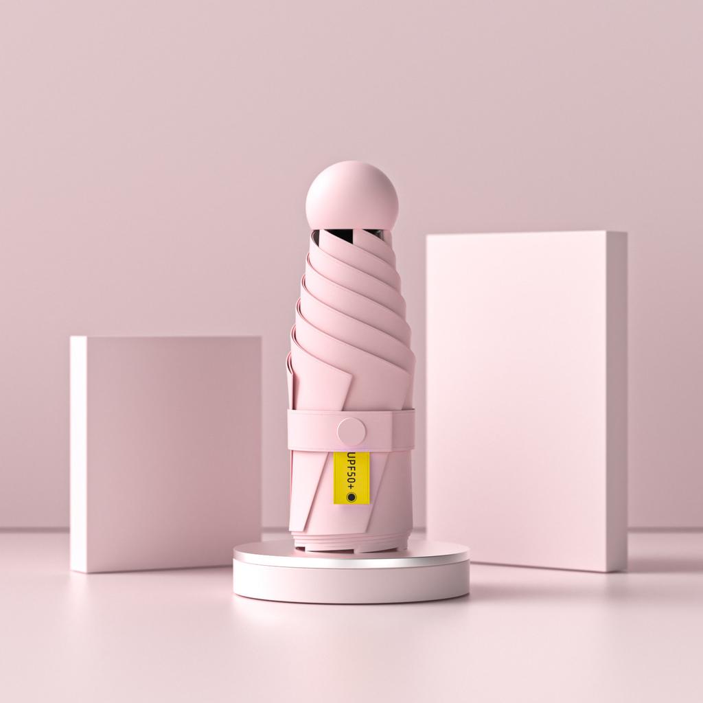 Высококачественный капсульный зонт Женский зонт от непогоды и дождя Ручной цветной клей Солнечный зонт Солнцезащитный УФ-защита Однотонный зонт