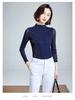 Women's Shiny Silk Mesh Long Sleeve High Collar Shirt for Autumn/Winter