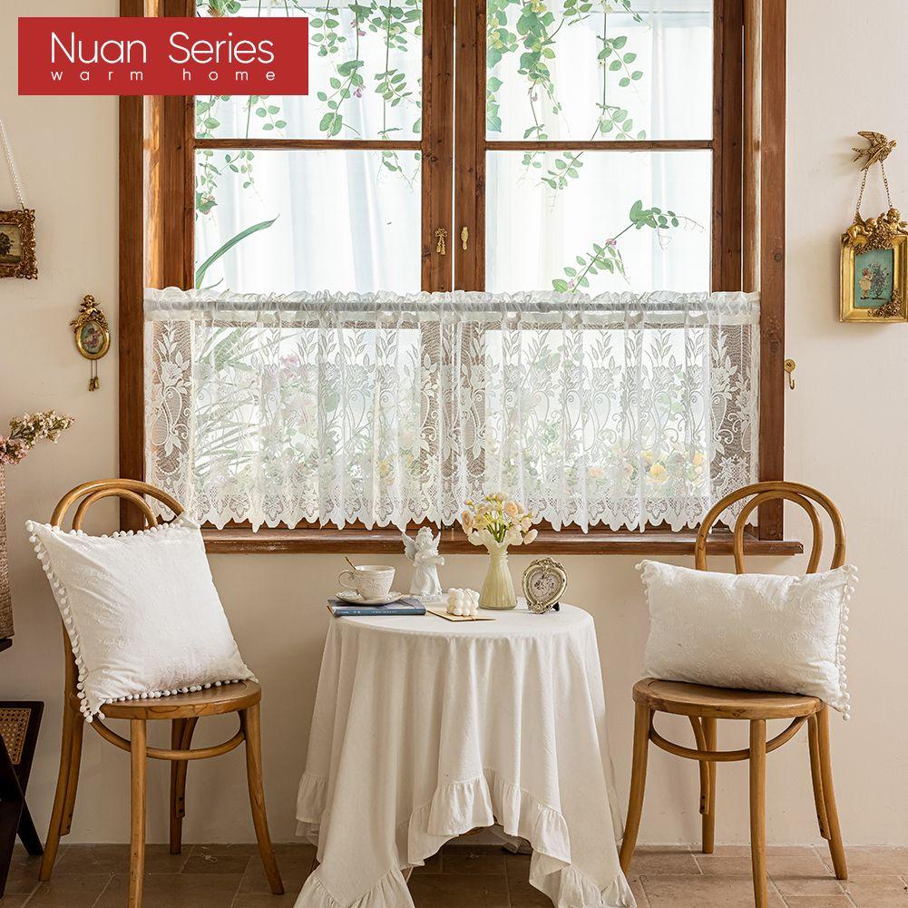 1 шт. Серия Nuan Французская Ретро Кружевная Короткая Занавеска, Рустикальный Стиль, Легкая Прозрачная Занавеска для Гостиной, Кухонного Шкафа, Окна, Домашний Декор