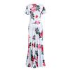 Elegant Spring Autumn Women Dress Casual Bohmia Flower Print Maxi Dresses Hollow Out Dress Plus Size