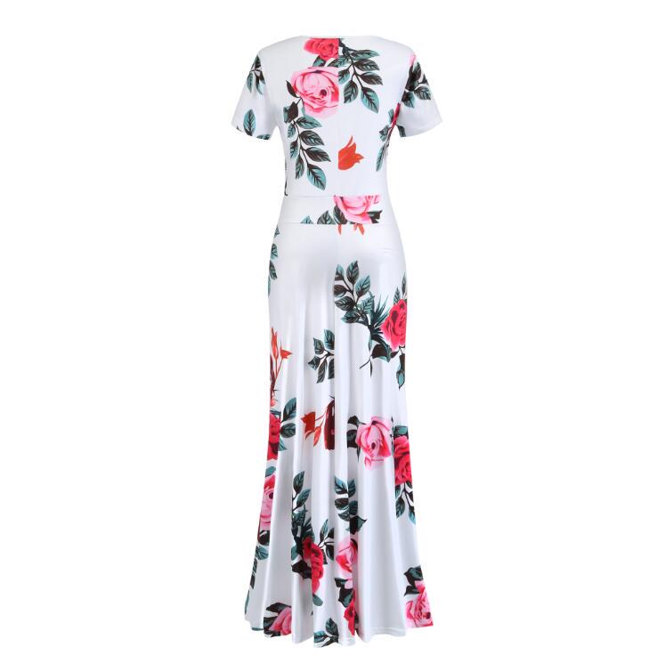 Elegant Spring Autumn Women Dress Casual Bohmia Flower Print Maxi Dresses Hollow Out Dress Plus Size