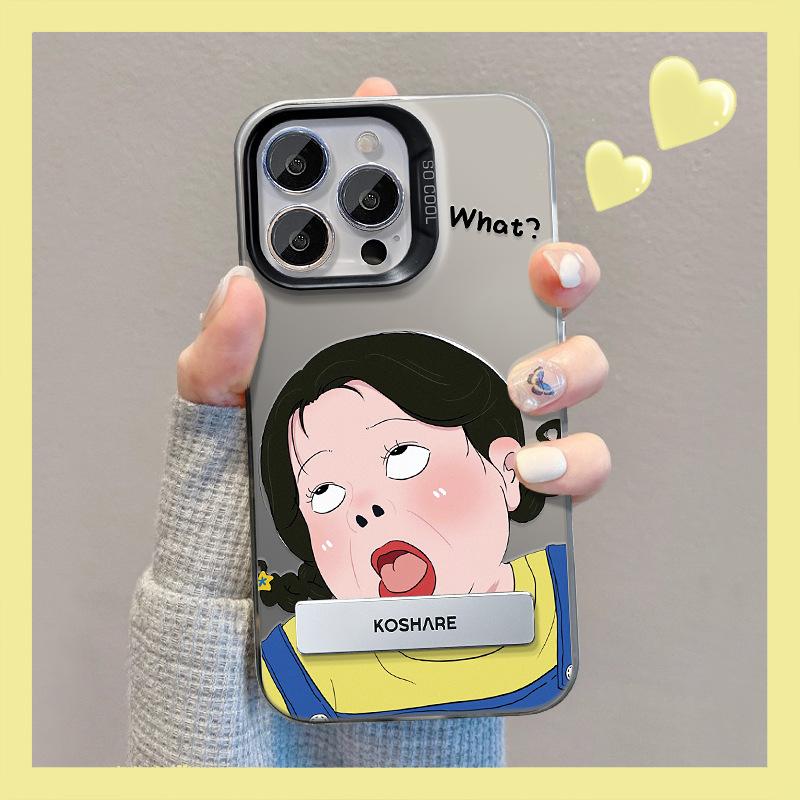 Applicable To Vivox100/90pro Mobile Phone Case S17/16/15 Funny Pouting Girl Stand Y78 Color Silver Matte