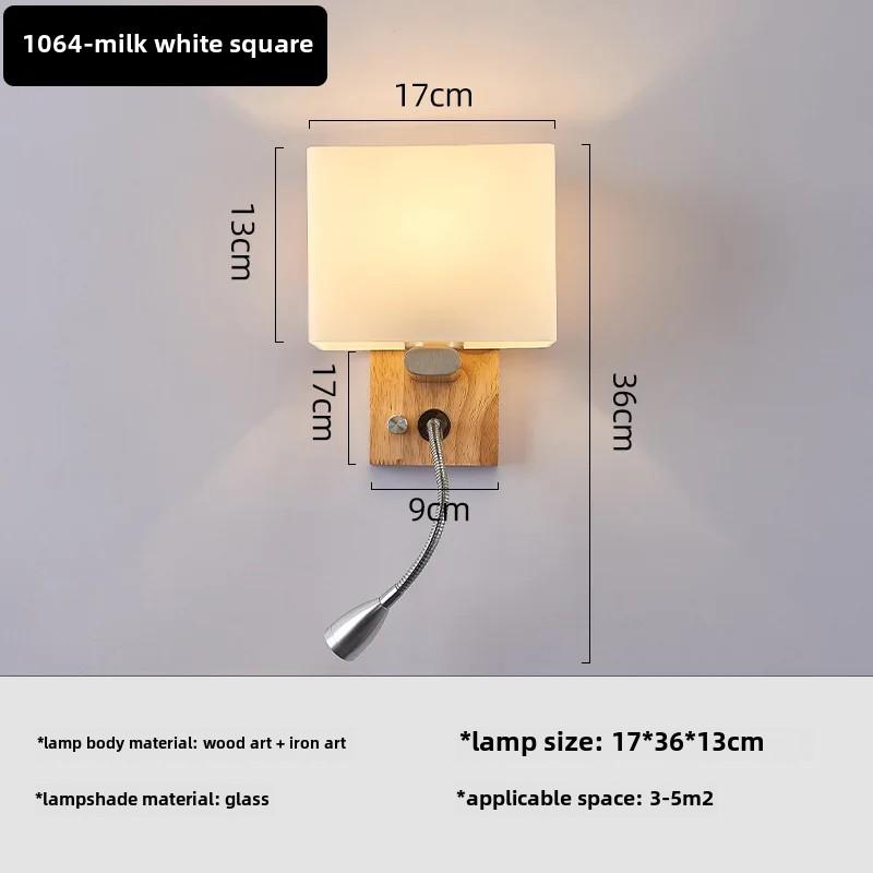 Wall Lamp Bedroom Bedside Lamp Minimalist Wooden Indoor Lighting Fixture