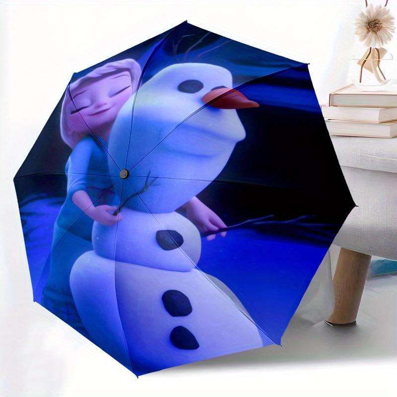 Elsa & Olaf Snowman Automatic Open/CloseUmbrella-CuteUmbrella with Cute Design, Portable 3-Fold Compact Umbrella for Men & Women, Valentine'