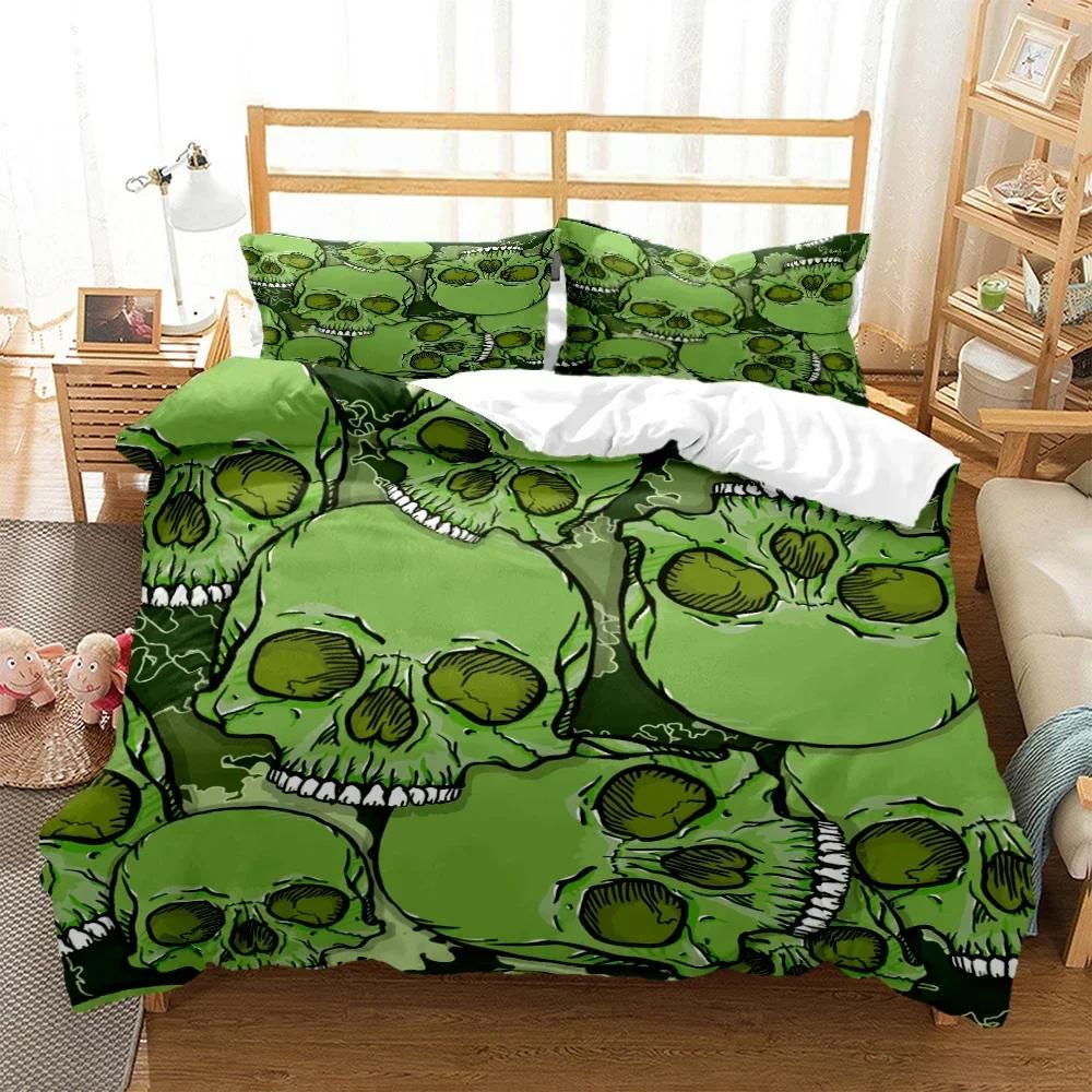 3D Print Mysterious Colored Skeleton Comfortable Duvet Cover Pillowcase Bedding Set Children Bedroom Decoration Home Textile