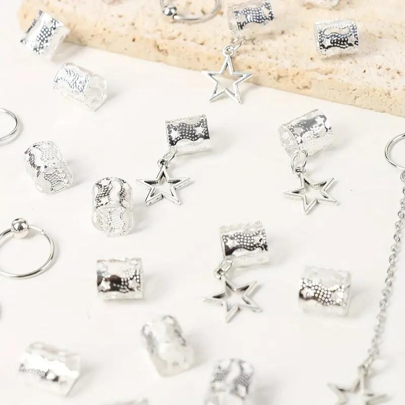 30 шт. Грязная коса парик сплав коса аксессуары для волос наращивание волос кольцо полая звезда кулон персонализированный