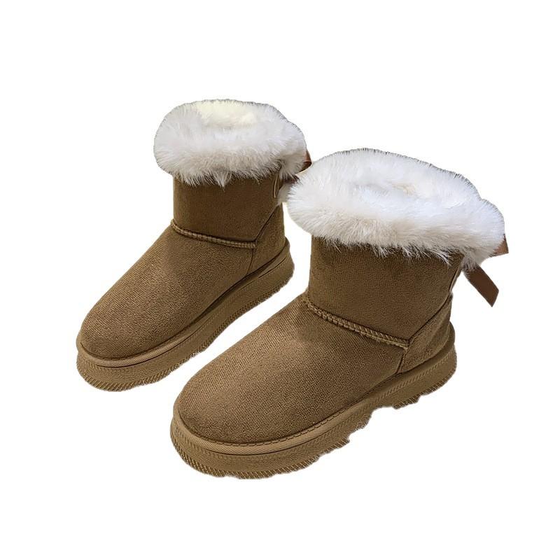 Plus Size Snow Boots Women's 2025 Winter New Casual Fur Warm Wear Platform Cotton Boots