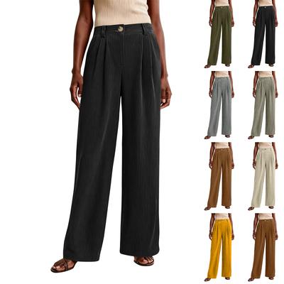 Женские повседневные модные брюки в полоску прямого кроя и зимние свободные широкие прямые брюки