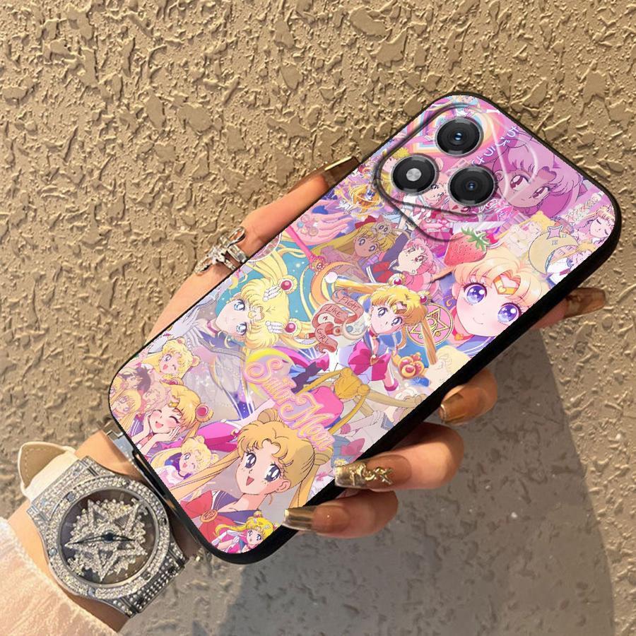 Чехол для Honor 90 200 400 Lite Magic5Lite X8 X5b 70 X9a X7 X6 8X Черный Мягкий Чехол для Телефона Красивый Сейлор Мун