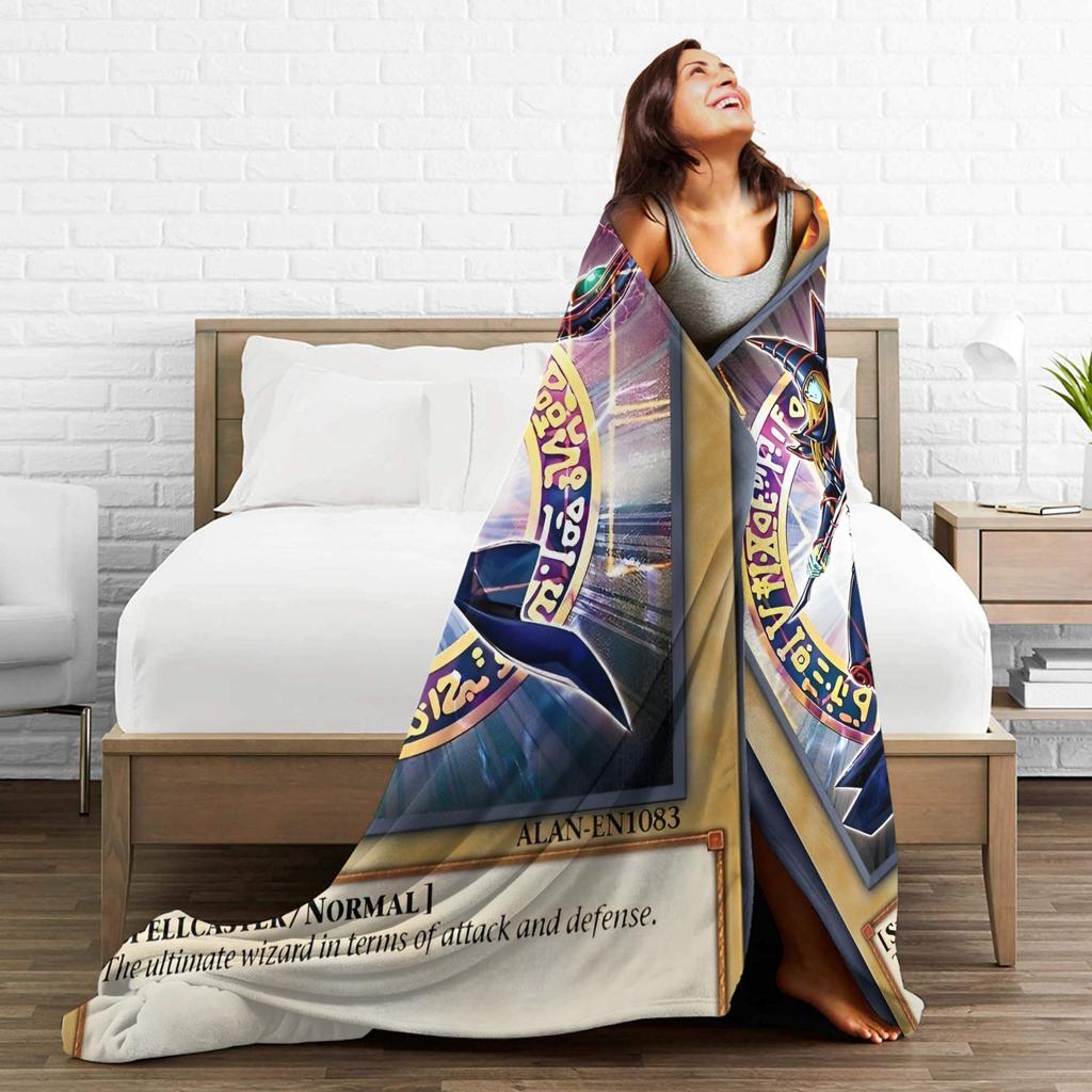 Yu Gi Oh Card Dark Magician Blanket Cover Flannel Ultra-Soft Throw Blankets for Airplane Travel Bed Rug