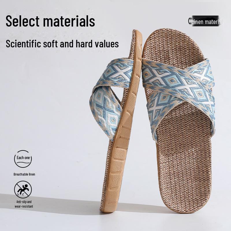 Женские льняные тапочки для дома с противоскользящим покрытием, бесплатная доставка, круглогодичные дезодорирующие тапочки для пар