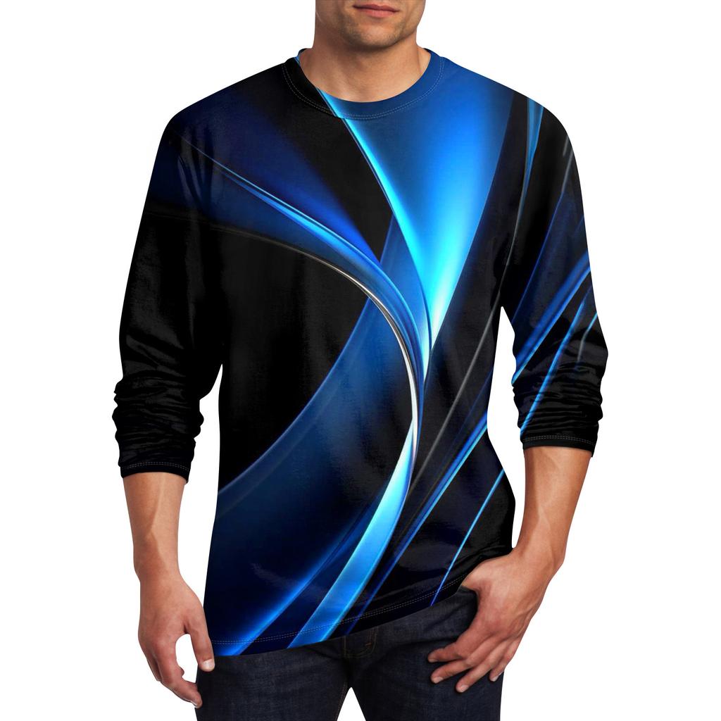 Муж. Футболка Круглый вырез Одежда Одежда На открытом воздухе Длинный рукав С принтом Модельер Винтаж