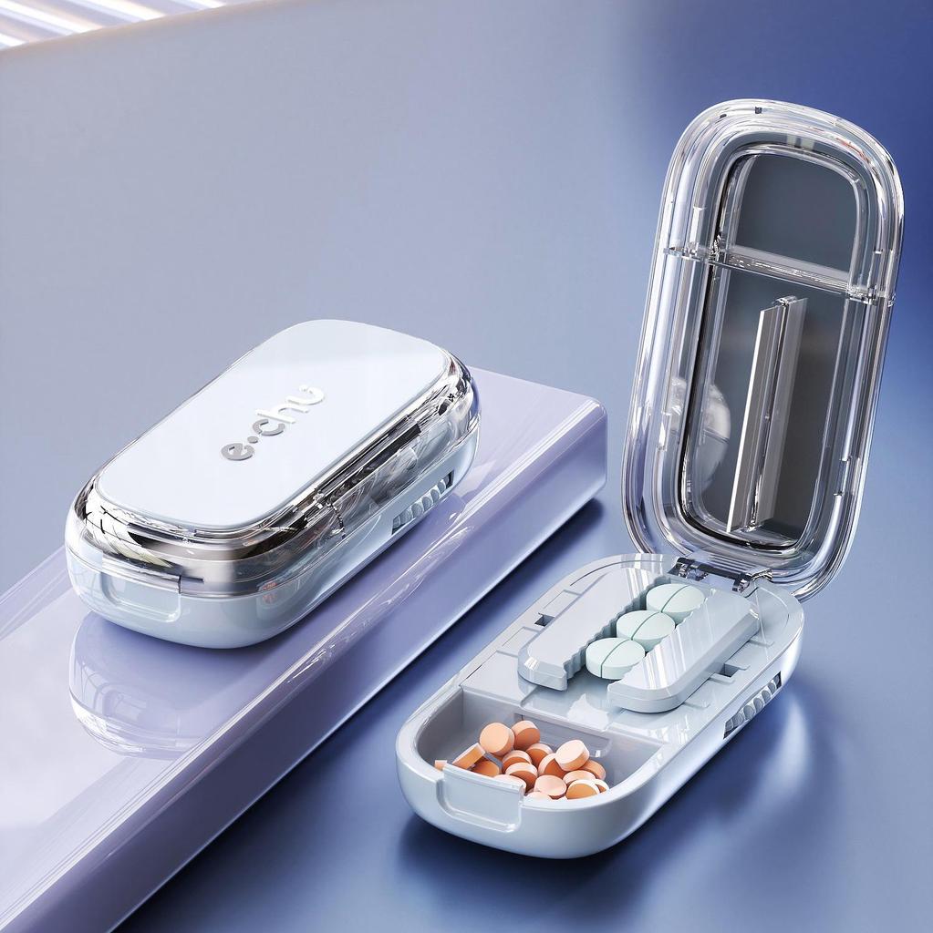 Pill Cutter & Divider: Precise 1/4 & 1/2 Cutting, Portable Pill Box