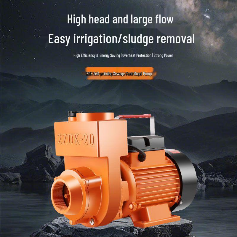 220V Self-Priming ZDK Agricultural Centrifugal Pump for Sewage and Clean Water, Large Flow