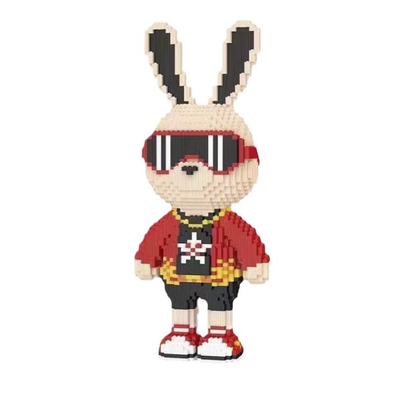 3D 5800PCS Candy Rabbit Colorful and Cute Rabbits Society Rabbit Building Blocks Adult High Difficulty Assembly Puzzle Toys Gift