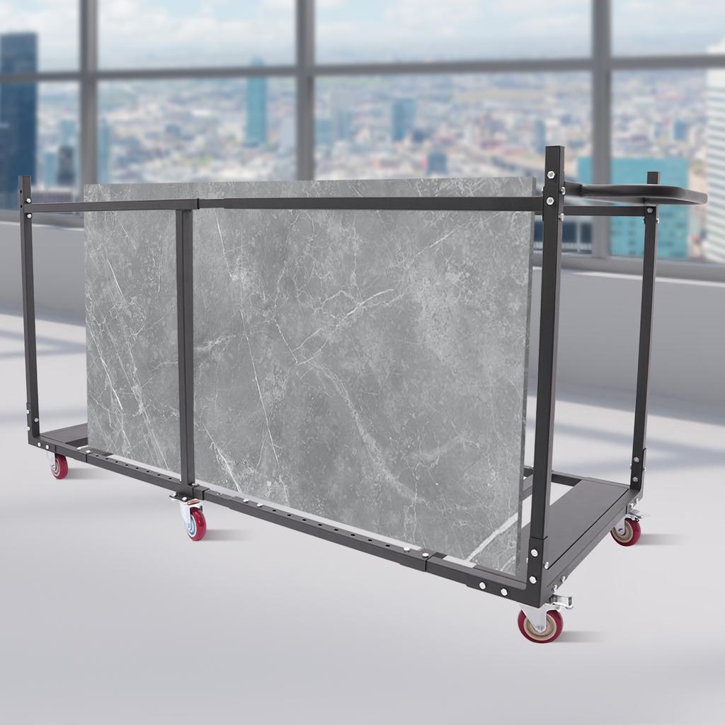 Черная современная прямоугольная складная тележка для стола, складная тележка для стола, тележка для стола с 6 колесиками, 1*складная тележка для стола