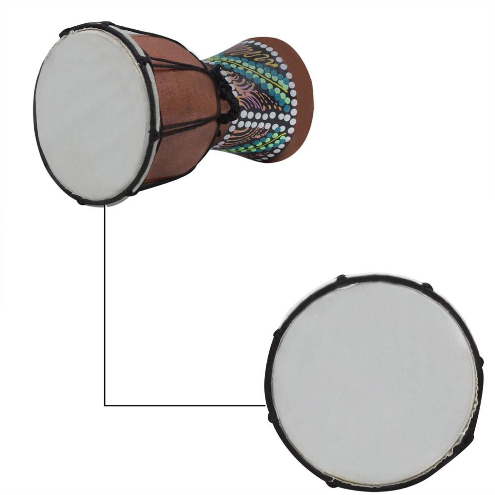 4 Inch African Djembe Drum Colorful Pattern Wooden Hand Drum Percussion Musical Instrument Random Pattern Walnut