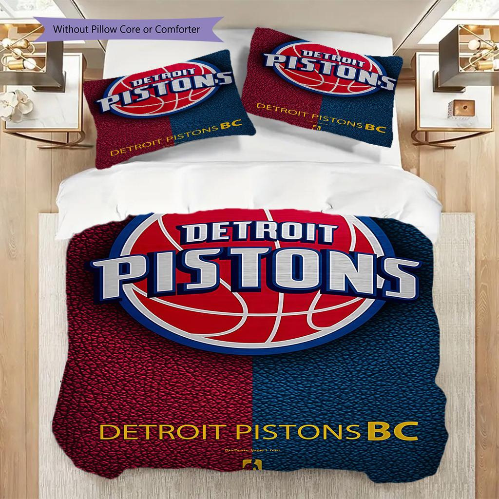 Detroit Pistons Basketball Theme Bedding(1 * duvet cover + 2 * pillowcase, without core) Christmas birthday gift Soft and comfortable Bedding set