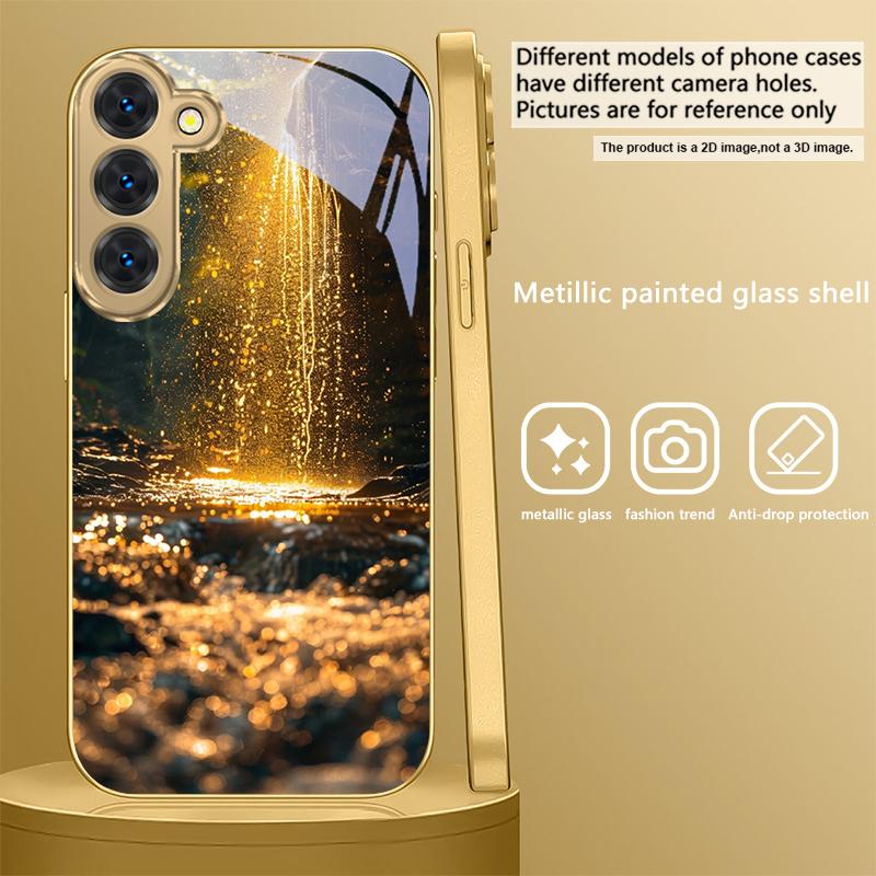 Великолепные пейзажи Для Samsung Galaxy S26 S20 FE S21 S22 S23 Plus S24 Ultra S25Ultra S21+ S22Plus Золотой стеклянный чехол для телефона
