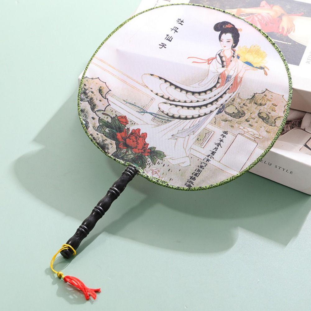 Классический круглый веер ручной работы с кисточками, реквизит, креативный антикварный веер для танцев