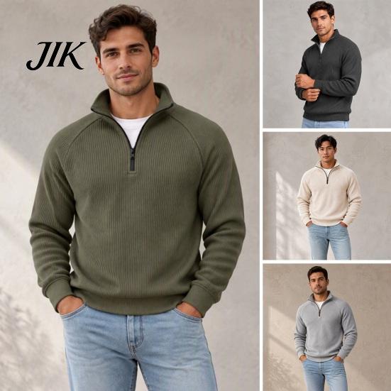 Knitted Sweaters for Daily Wear Men Quarter Zipper Pullover Sweater, Long Sleeve Soft Knit Tops, Warm Fall Winter Clothing Casual Mock Neck