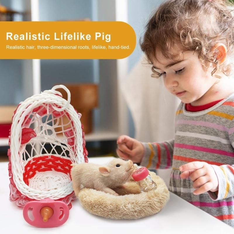 Миниатюрная кукла-поросенок Reborns, фигурка, 5 шт., Сенсорная фигурка животного, кукла, игрушка для ухода за детьми, для игры в помещении и на улице, ролевые игры