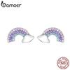 BAMOER New Arrival 925 Sterling Silver Colorful Zircon Rainbow Exquisite Stud Earrings Women Trendy